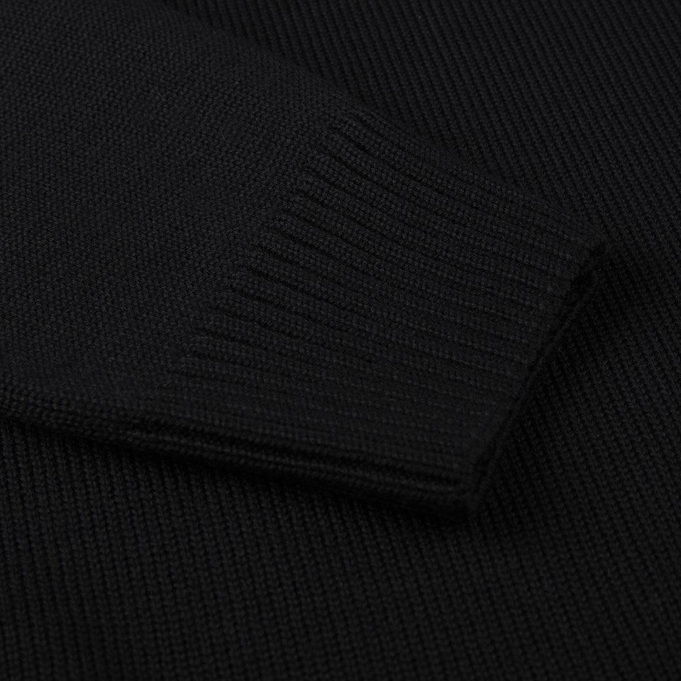 Tjockstickad Merinoullströja Rundhals Svart Stenströms