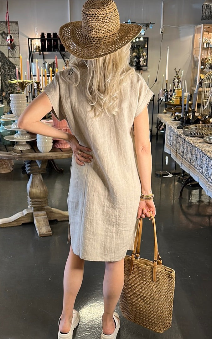 Linneklänning beige
