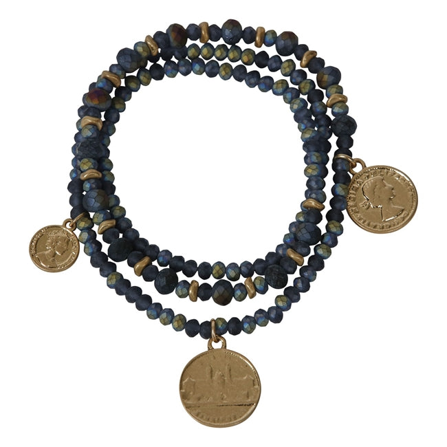 Armband Avery, blå/guld