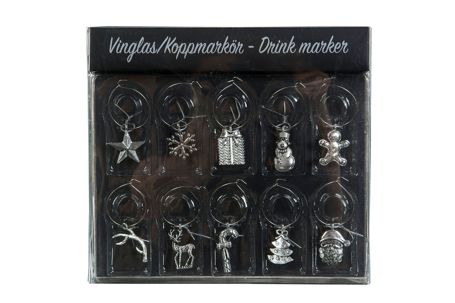 Vinglas/koppmarkör Julmix Silver
