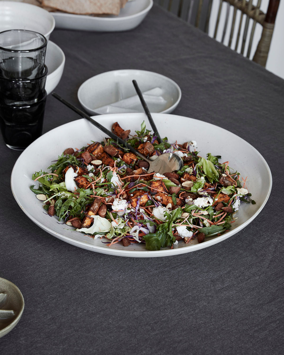 Serveringsfat, Pion, Grå / vit