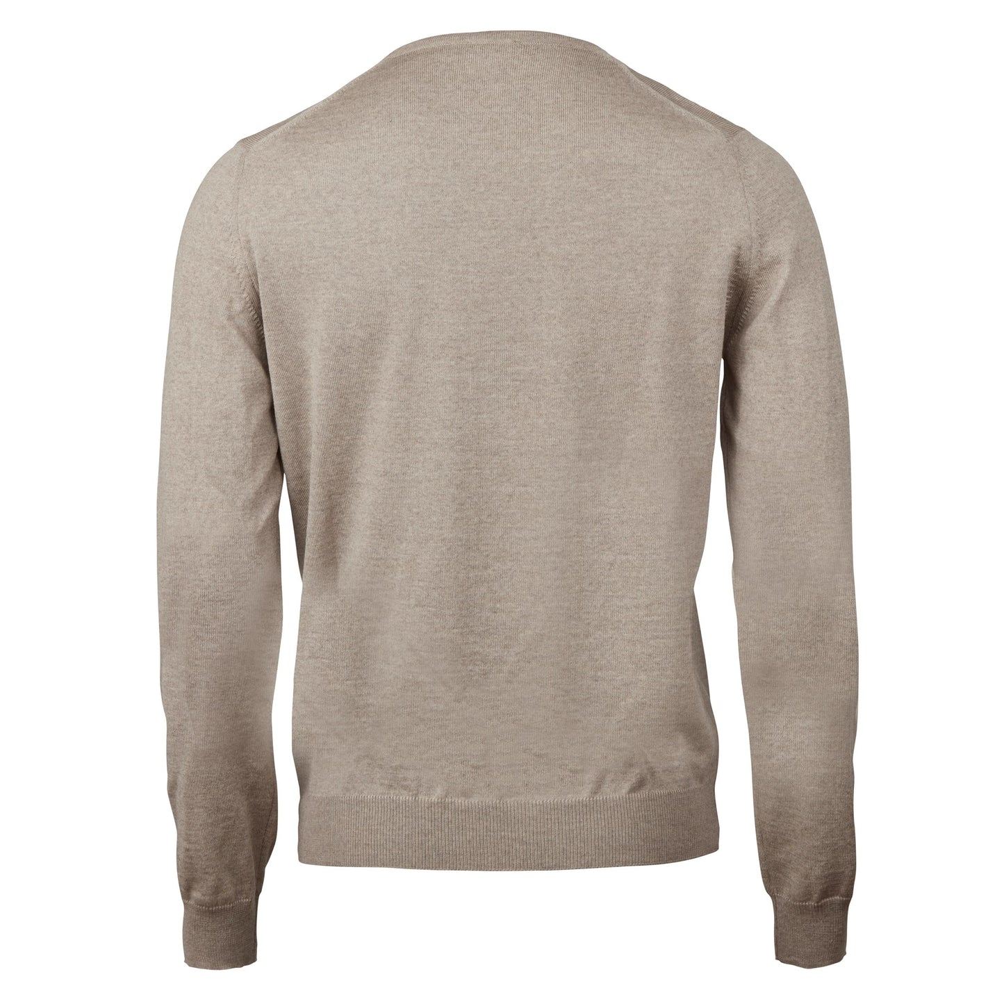 Beige Rundhalsad Merinoullströja Stenströms