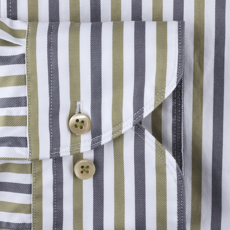 Casual Grön Randig Twillskjorta Stenströms