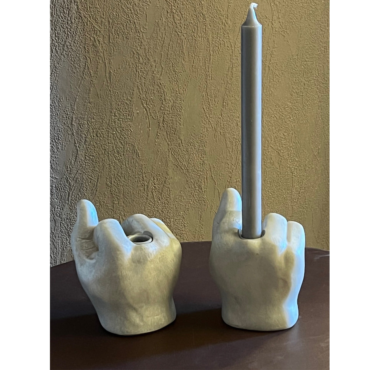 Ljusstake Finger Grå