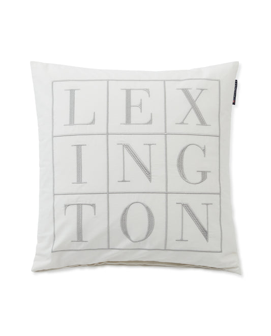 Kuddfodral i bomullstwill med logotyp,Lexington,Off/White