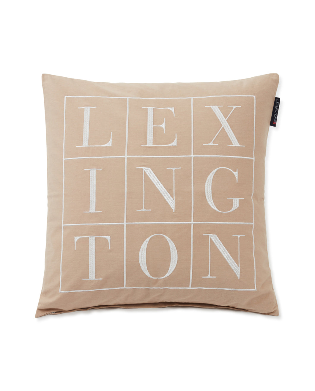 Kuddfodral i bomullstwill med logotyp,Lexington,Beige