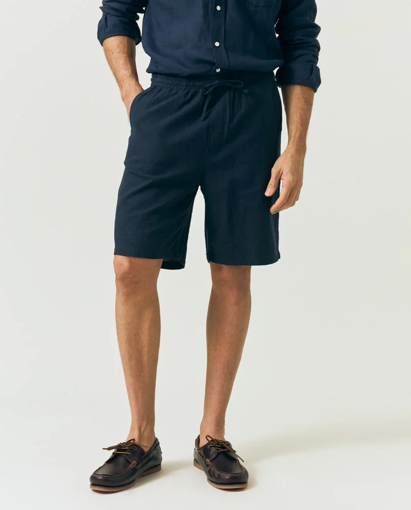 Shorts i linneblandning, mörkblå Lexington