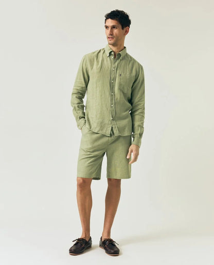 Shorts i linneblandning, grön Lexington
