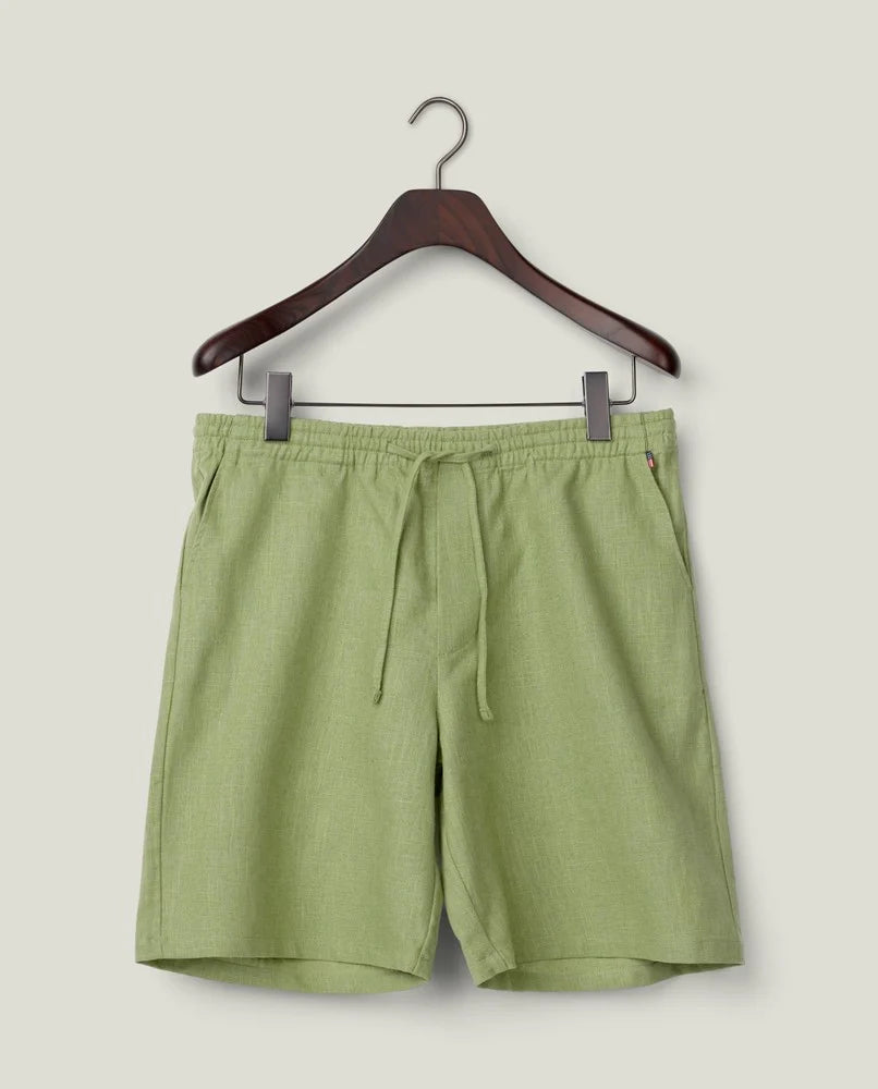 Shorts i linneblandning, grön Lexington