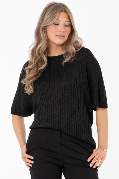 Stickad Topp Frances Svart