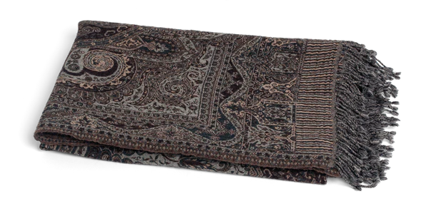 Chamois filt ull - Paisley chokladbrun