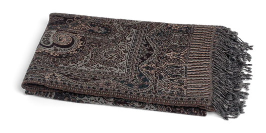 Chamois filt ull - Paisley chokladbrun
