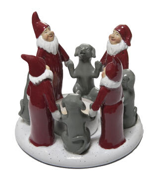Tomtar & hundar i ring f. värmeljus